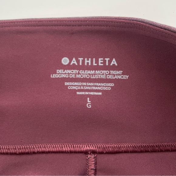 ATHLETA Delancey Gleam Moto Tight in Decadent Chocolate Deep Burgundy Size Large - Picture 7 of 11